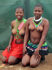 African Beauties Naked - African Porn Photo: Busty naked african women from unknown tribe.